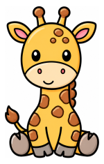 Adorable Cute Giraffe Sitting with a Friendly Face 🦒💛😊 Colored Example
