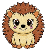 Adorable Cute Hedgehog Sitting with Big Eyes and Sweet Smile 🦔🌲😊🍄✨ Colored Example