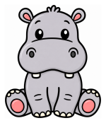 Adorable Cute Hippo Sitting with a Friendly Face 🦛💖😊 Colored Example