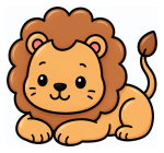 Adorable Cute Lion Cub Sitting and Relaxing 🦁🐾😊 Colored Example