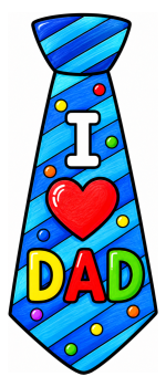 Adorable Dad Neck Tie with Heart and Love Message 👔❤️👨 Colored Example