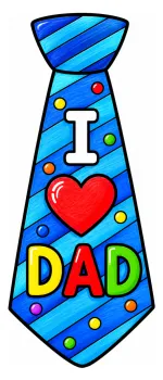 Adorable Dad Neck Tie with Heart and Love Message 👔❤️👨 Colored Example