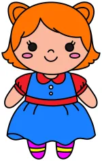 Adorable Doll with a Friendly Smile and Cute Outfit 🧸💖 Colored Example