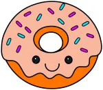 Adorable Donut with a Friendly Face and Sprinkles 🍩😊🍬 Colored Example