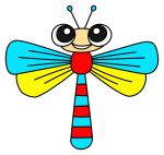 Adorable Dragonfly with Big Eyes and Long Tail 🦗🌿🐛 Colored Example