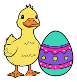 Adorable Duck with Easter Egg Happy Face 🐣🐦🌟 Colored Example