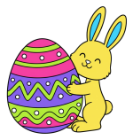 Adorable Easter Bunny Holding a Colorful Easter Egg 🐰🥚🌸 Colored Example
