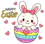 Adorable Easter Bunny in Colorful Easter Egg 🐰💐🌸💖 Colored Example