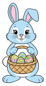Adorable Easter Bunny with Basket of Easter Eggs 🐰🥚🌸 Colored Example