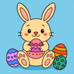 Adorable Easter Bunny with Colorful Easter Eggs 🐰🥚🌸 Colored Example