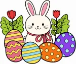 Adorable Easter Bunny with Colorful Easter Eggs 🐰🥚🌸 Colored Example