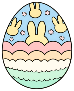 Adorable Easter Egg with Bunnies and Flowers 🐰🌸🥚 Colored Example