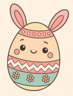Adorable Easter Egg with Bunny Ears and Friendly Face 🐰🥚😊 Colored Example