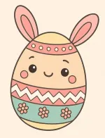 Adorable Easter Egg with Bunny Ears and Friendly Face 🐰🥚😊 Colored Example
