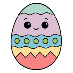 Adorable Easter Egg with Friendly Face and Dots 🐣🌸🐰 Colored Example