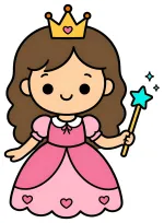 Cute Fairytale Princess with Magic Wand 👑✨💖 Colored Example