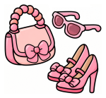 Adorable Fashion Accessories with Bow Details 👠👓👜 Colored Example