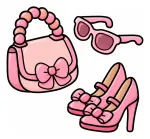 Adorable Fashion Accessories with Bow Details 👠👓👜 Colored Example