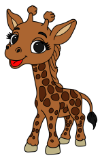 Adorable Giraffe with a Friendly Smile and Spotted Pattern 🦒🌿😊 Colored Example