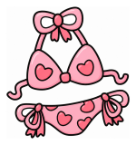 Adorable Heart Bikini with Bow Ties and Sweet Details 💖👙 Colored Example
