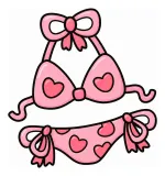 Cute Heart Bikini with Bow Ties and Sweet Details 💖👙 Colored Example