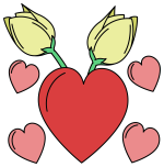 Adorable Heart-Shaped Apple with Blossoms 🍎💖🌸 Colored Example