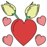 Adorable Heart-Shaped Apple with Blossoms 🍎💖🌸 Colored Example
