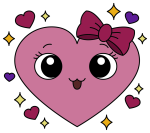 Adorable Heart-Shaped Face with a Bow 💖🎀😊 Colored Example