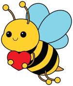 Adorable Honeybee Holding Heart with Wings 🐝💛💖 Colored Example