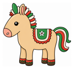 Adorable Horse with Traditional Mexican Decorations 🐴🌺🎉 Colored Example