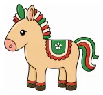 Adorable Horse with Traditional Mexican Decorations 🐴🌺🎉 Colored Example
