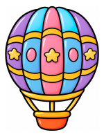 Adorable Hot Air Balloon with a Friendly Design 🎈🌈 Colored Example