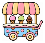 Adorable Ice Cream Cart with Delicious Treats 🍦🍧🍨 Colored Example