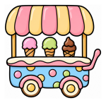 Adorable Ice Cream Cart with Three Flavor Options 🍨🚐🍦 Colored Example