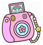 Adorable Instant Photo Camera with Rainbow and Flower 📸🌈🌸 Colored Example