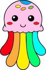 Adorable Jellyfish with Colorful Tentacles and Friendly Face 🐙🌈😊 Colored Example