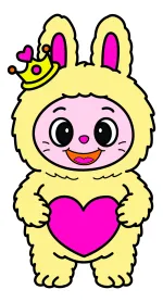 Adorable Labubu Doll with Heart and Crown 🐰👑💖 Colored Example