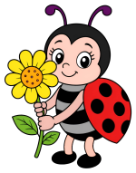 Adorable Ladybug Holding Sunflower in Springtime 🐞🌻🌼 Colored Example