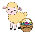 Adorable Lamb with Easter Basket Holding Colorful Eggs 🐑🥚🐇 Colored Example