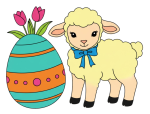 Adorable Lamb with Easter Egg and Tulips 🐑🌷🥚 Colored Example