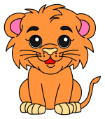 Adorable Lion Cub Sitting with a Friendly Smile 🦁🐾😊 Colored Example