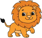 Adorable Lion with a Friendly Smile and Bushy Mane 🦁🐾😊 Colored Example