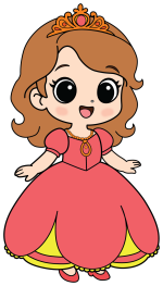 Adorable Little Princess with Sparkling Crown 👑✨💖 Colored Example