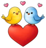 Adorable Love Birds Sitting on a Heart 💖🐦💕 Colored Example