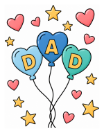 Adorable Love Dad Heart Shaped Balloons 🎈💖💛 Colored Example