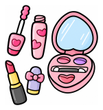 Adorable Makeup Items Around an Open Compact Mirror 💄💋💖 Colored Example
