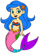 Adorable Mermaid with a Friendly Smile and a Star on Her Hair 🧜‍♀️🌊💫 Colored Example