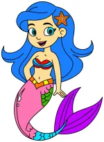 Adorable Mermaid with a Friendly Smile and a Star on Her Hair 🧜‍♀️🌊💫 Colored Example