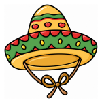 Adorable Mexican Hat with Heart Design and Bow 🧢💖🇲🇽 Colored Example