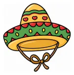 Adorable Mexican Hat with Heart Design and Bow 🧢💖🇲🇽 Colored Example